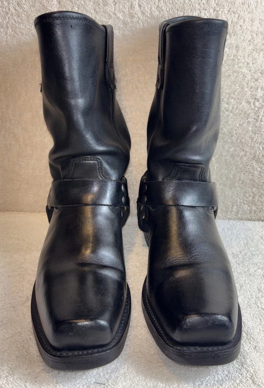 Double H Men's 10" Sierra Harness Boots *Made In USA* Black Leather Size 10.5 2E